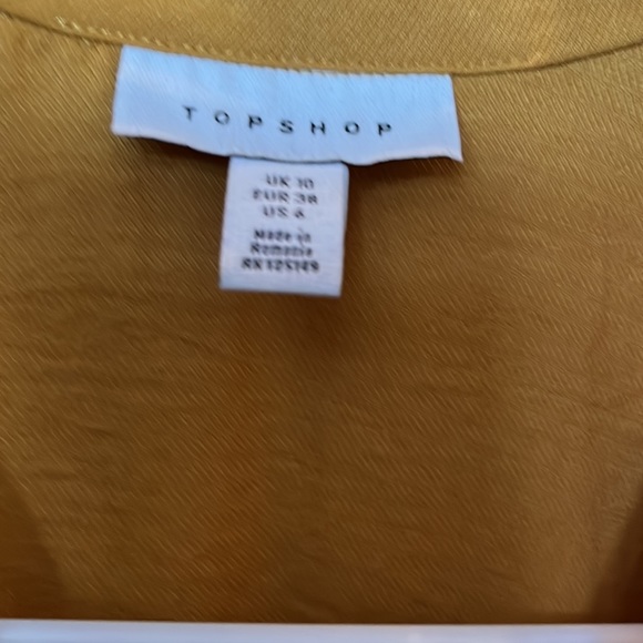 TOPSHOP mustard Belted Wrap Top Plunge Neck Size 6 S - Picture 2 of 5